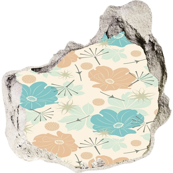 3D díra na zeď Květinový vzor na zdi