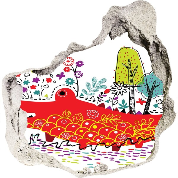 Samolepící nálepka Krokodýl v barevné krajině