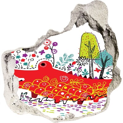 Samolepící nálepka Krokodýl v barevné krajině