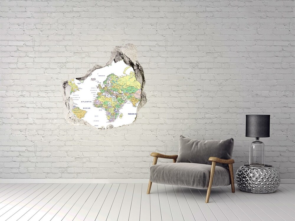 Samolepící díra na stěnu Mapa světa
