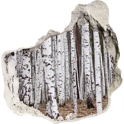 Samolepící díra nálepka beton Lesní oáza bílých bříz