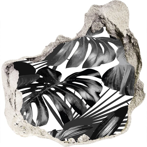 3D díra na zeď Tropická džungle v monochromatickém stylu