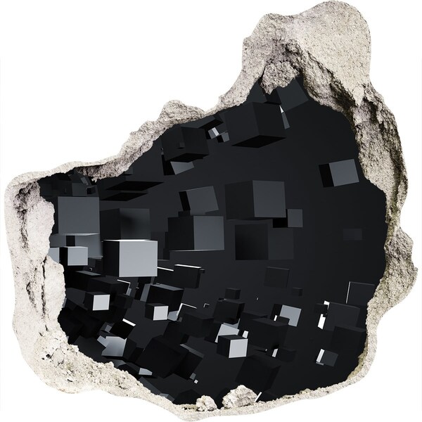 Díra 3D fototapeta nálepka Černé kostky v 3D prostoru