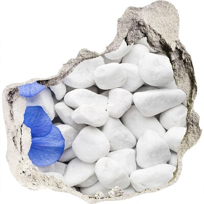 Samolepící díra nálepka Plážové oblázky s modrým akcentem