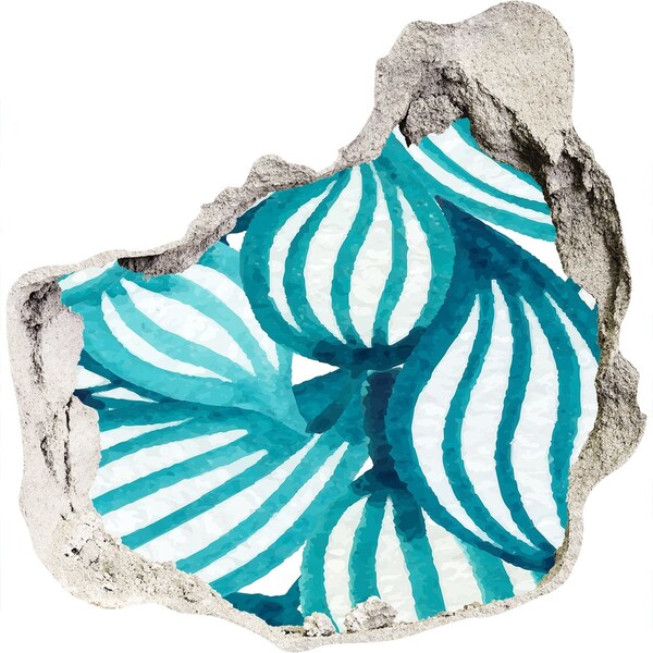 3D díra na zeď Tropické listí v díře ve zdi