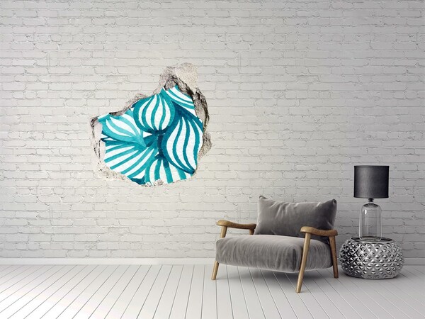 3D díra na zeď Tropické listí v díře ve zdi