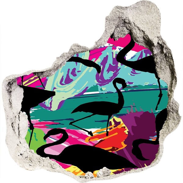 Díra 3D fototapeta nástěnná Plameňáci na tropické pláži