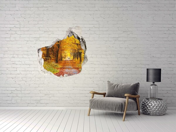 Nálepka fototapeta 3D výhled Podzimní alej v lese