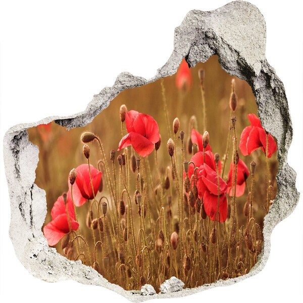 Samolepící díra na stěnu Květiny mezi zničenou zdí