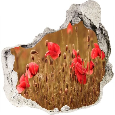 Samolepící díra na stěnu Květiny mezi zničenou zdí