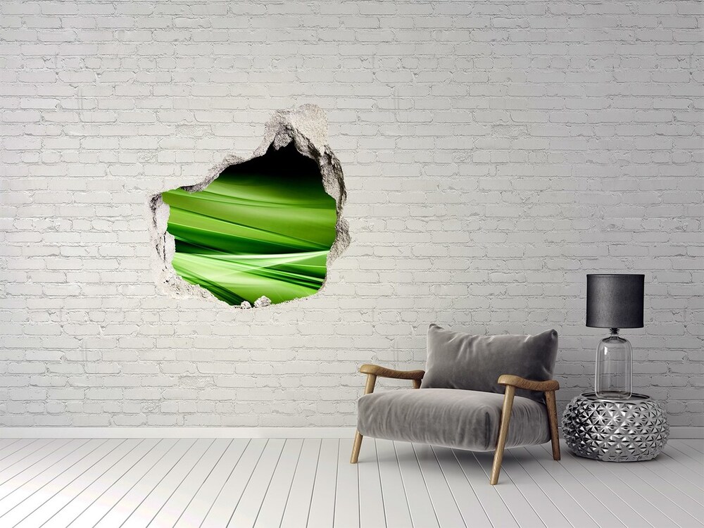 Samolepící díra zeď 3D Zelené vlny pozadí