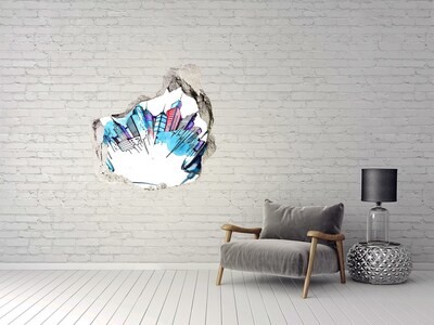 Samolepící díra 3D nálepka Moderní město v troskách