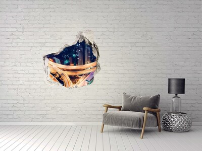 Fototapeta díra na zeď 3D Pohled na město v noci