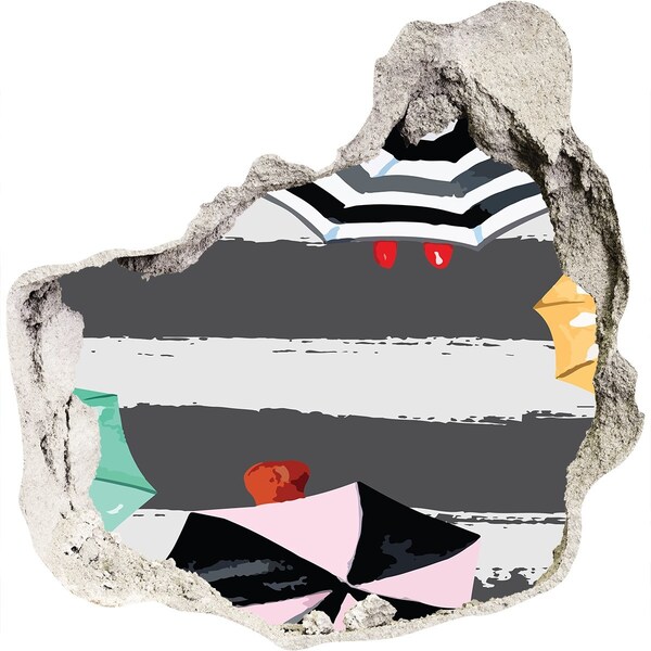 Fotoobraz díra na stěnu Tajemná pláž se slunečníky