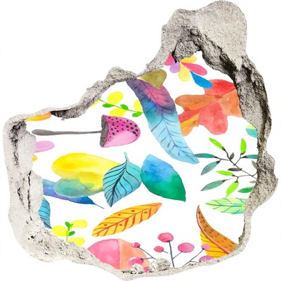 3D díra nálepka Květinová malba skrz díru ve zdi