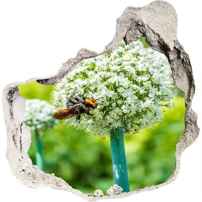 Samolepící díra na stěnu Květinová louka s včelou