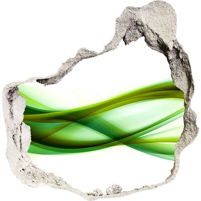 Samolepící díra zeď 3D Zelená vlna v díře ve zdi