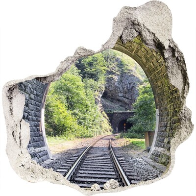 Fototapeta díra na zeď 3D Železniční tunel