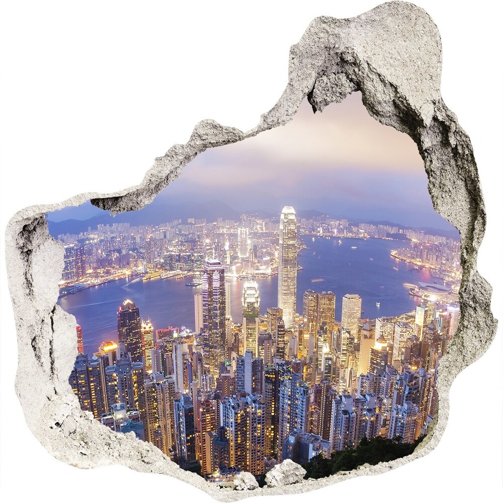 Fototapeta díra na zeď 3D Hongkong panorama
