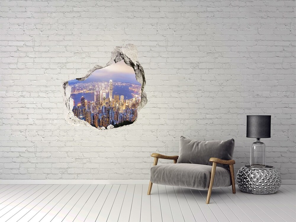 Fototapeta díra na zeď 3D Hongkong panorama