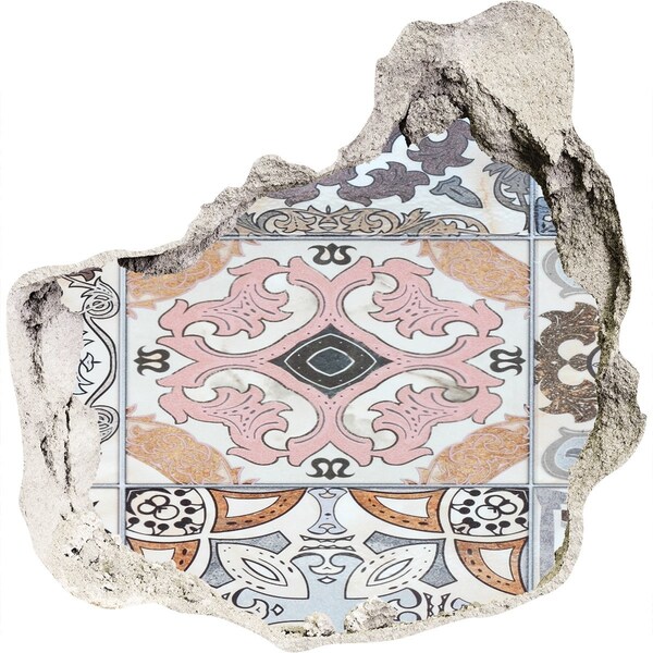 Fotoobraz díra na stěnu Opotřebovaná podlaha s barevnými dlaždicemi