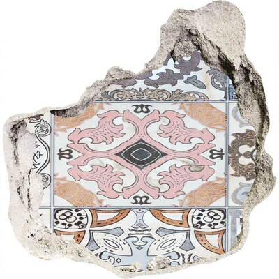 Fotoobraz díra na stěnu Opotřebovaná podlaha s barevnými dlaždicemi