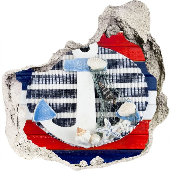 Samolepící díra zeď 3D Mořské dobrodružství s mušlemi