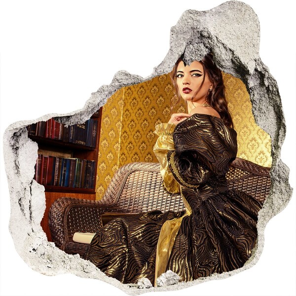 Fototapeta díra na zeď Žena v elegantních šatech ve stylovém interiéru