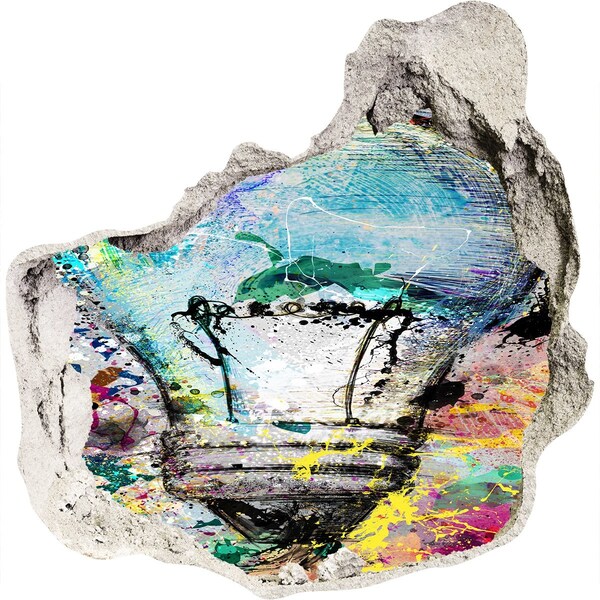 Samolepící díra na stěnu nálepka Poškozená zeď s lampou