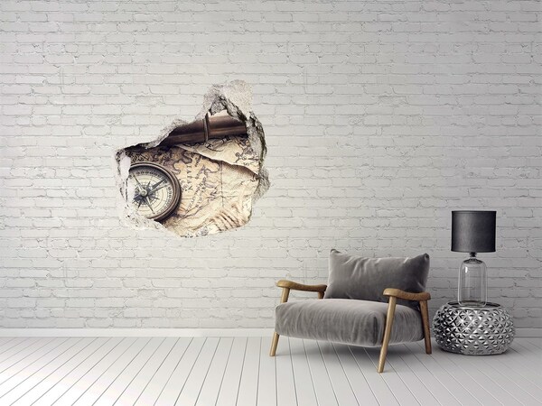 Samolepící díra na stěnu Starověká mapa s kompasem