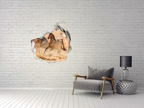 Díra 3D foto tapeta nálepka Cválající koně ve volné přírodě
