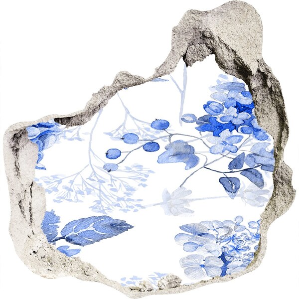 3D díra nálepka Pohled na květinu skrz díru ve zdi