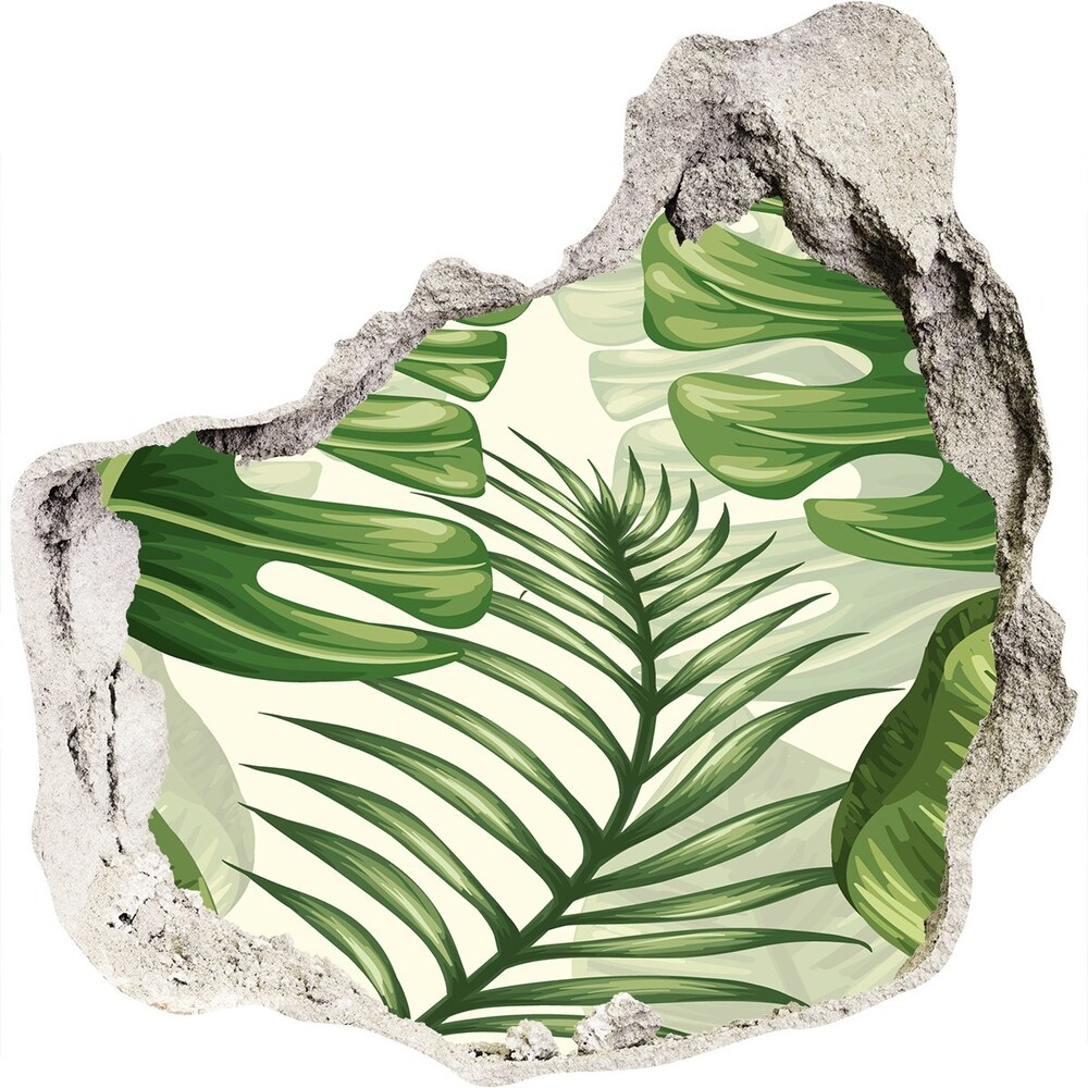 Nálepka 3D díra Tropické listí