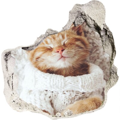 Samolepící nálepka beton Kočka ve svetru
