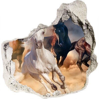 Fototapeta díra na zeď 3D Koně ve cvalu