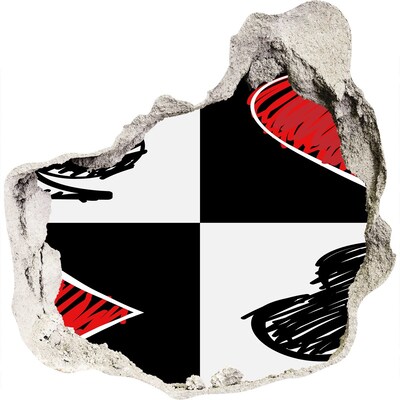 Fototapeta díra na zeď Rozbitá zeď s červenými akcenty