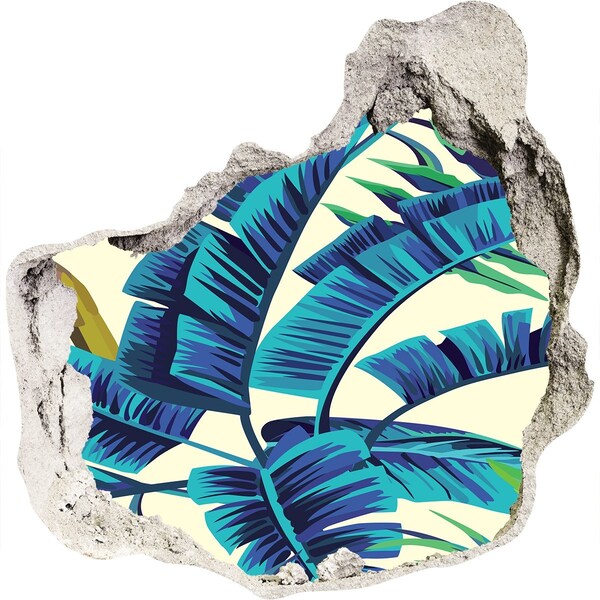 Nálepka 3D díra na zeď samolepící Tropická zeleň v díře ve zdi