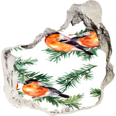 Samolepící díra na stěnu Ptáci na zeleném pozadí