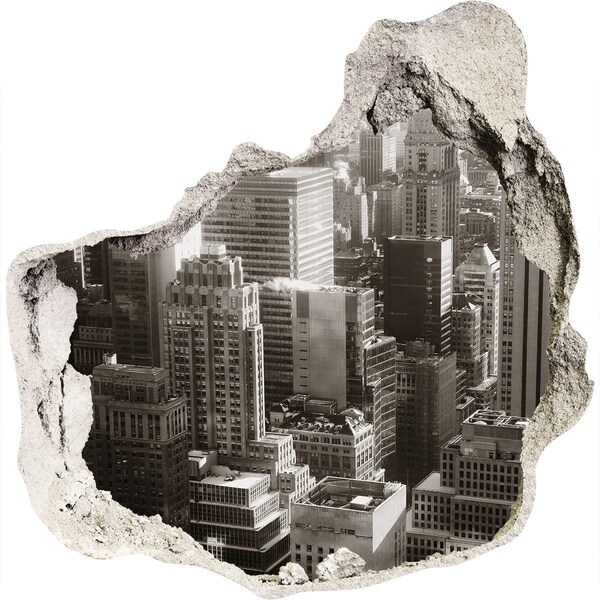 Fototapeta díra na zeď 3D Pohled na město z díry ve zdi