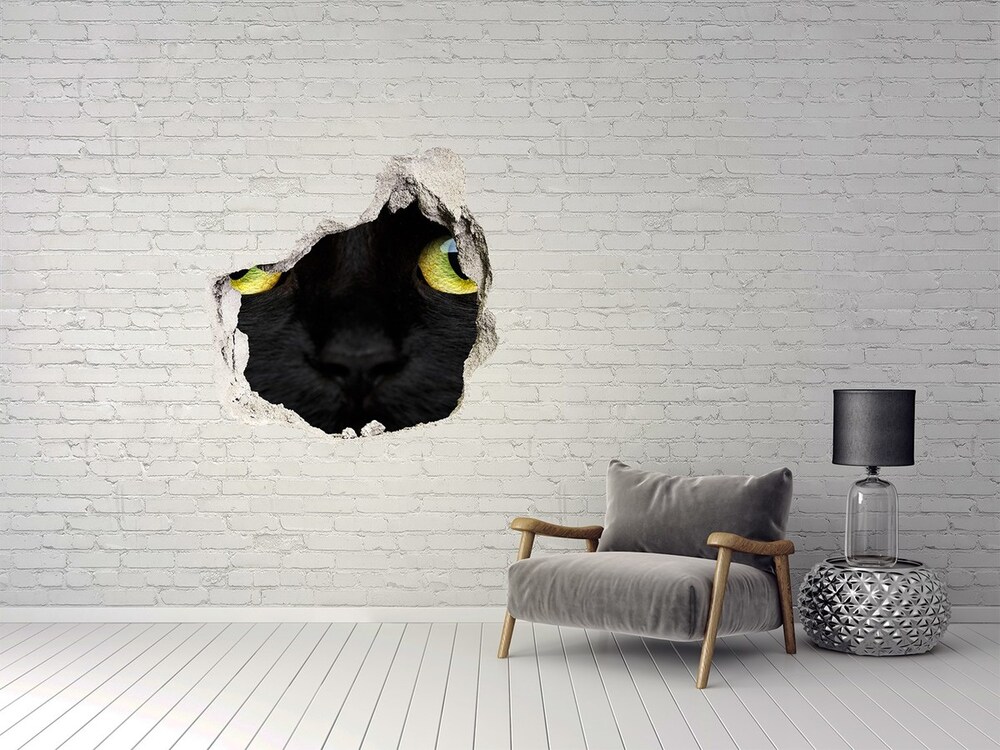 Nálepka 3D díra na zeď Kočičí oči