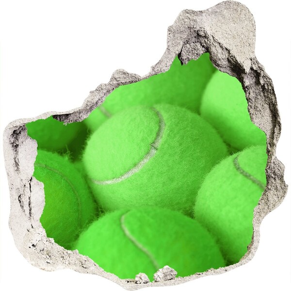 Nálepka 3D díra na zeď Zelené tenisové míčky za zdí