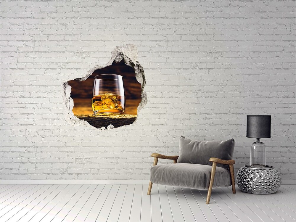 Samolepící díra nálepka beton Bourbon ve sklenici