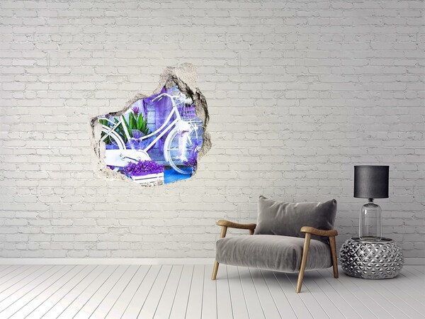 Nálepka díra na zeď Kolo v zahradě plné květin