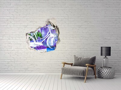 Nálepka díra na zeď Kolo v zahradě plné květin