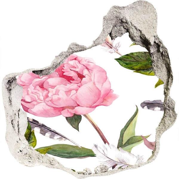 Samolepící nálepka na zeď Květinová malba skrz díru ve zdi