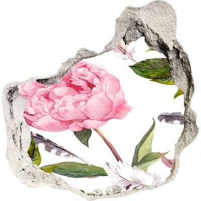 Samolepící nálepka na zeď Květinová malba skrz díru ve zdi