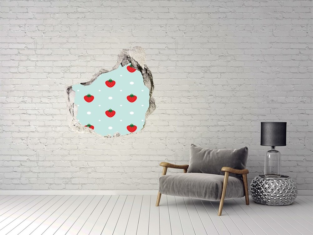 Díra 3D fototapeta nálepka Ikony jahod
