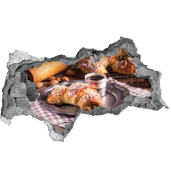Samolepící díra na stěnu Lahodné croissanty s kávou