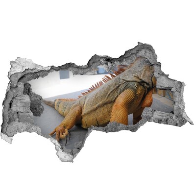 Fototapeta díra na zeď Iguana v poškozené zdi