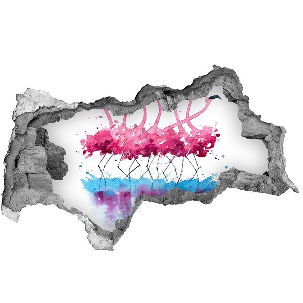 Fototapeta díra na zeď 3D Plameňáci v barevné vodě